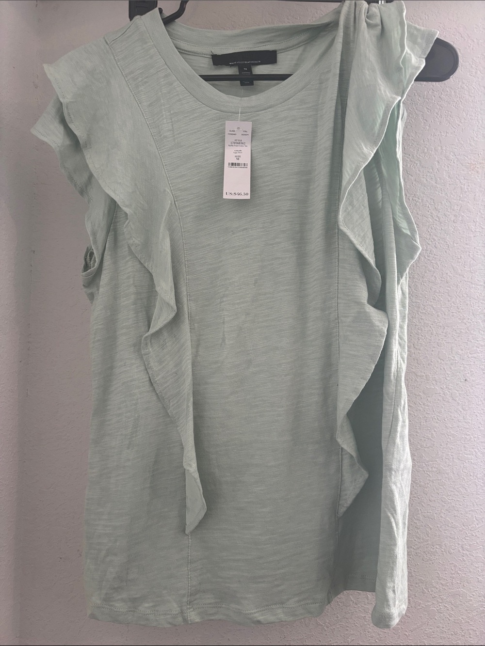 White House Black Market Mint Ruffle Sleeve Tank